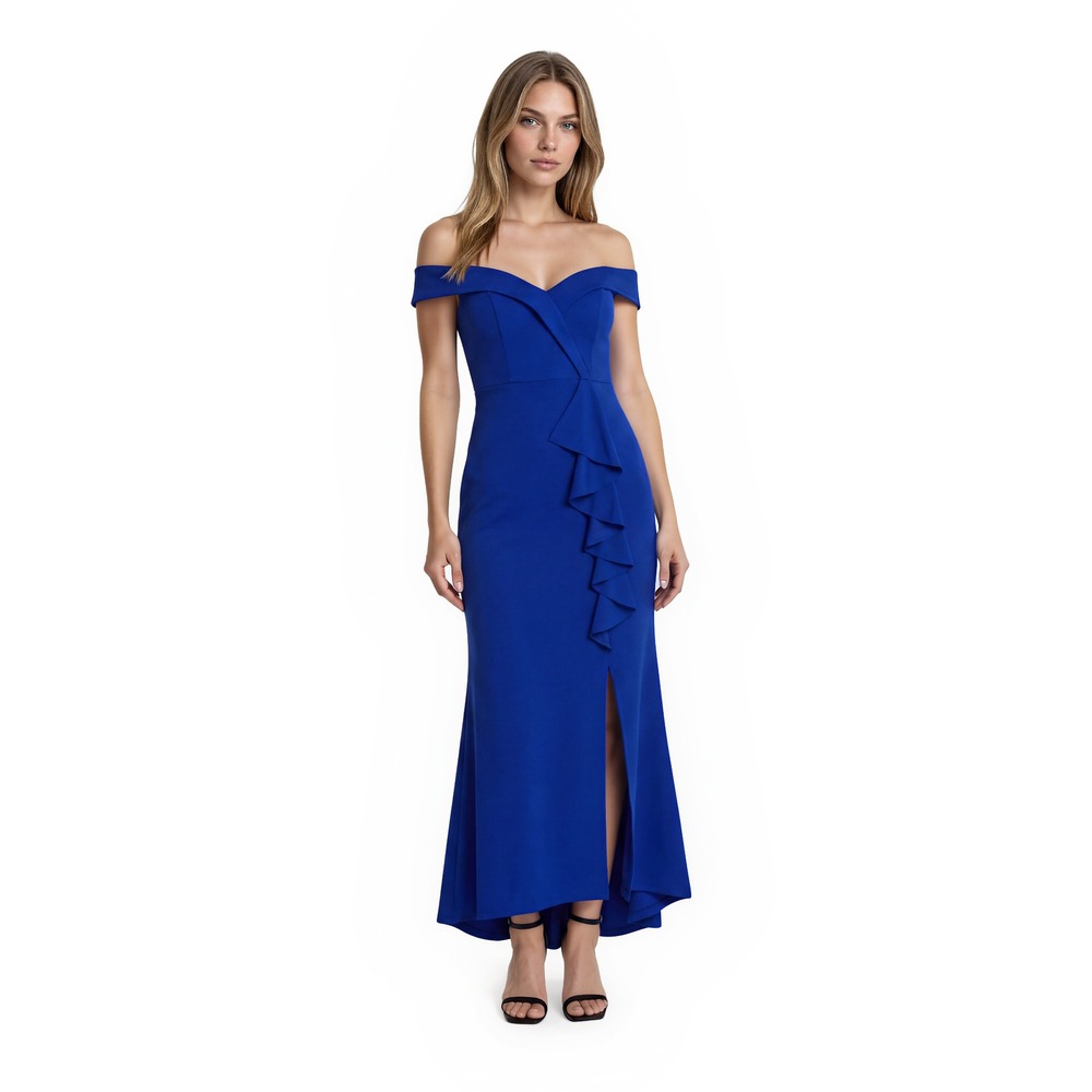 NEW Jessica Howard Dress Women's Size 18 Royal Blue Off Shoulder Ruffle Maxi